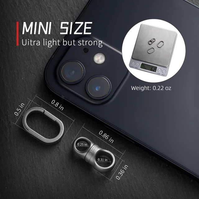 Alt view image 2 of 6 - Titanium Swivel Key Ring Connector, Mini Carabiner Keychain | 360° Rotatable Anti-Tangle Design, Ultra Lightweight High Load Bearing, for Keys Zipper Bag Pendant Jewelry Daily Carry