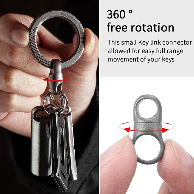 Alt view image 5 of 6 - Titanium Swivel Key Ring Connector, Mini Carabiner Keychain | 360° Rotatable Anti-Tangle Design, Ultra Lightweight High Load Bearing, for Keys Zipper Bag Pendant Jewelry Daily Carry