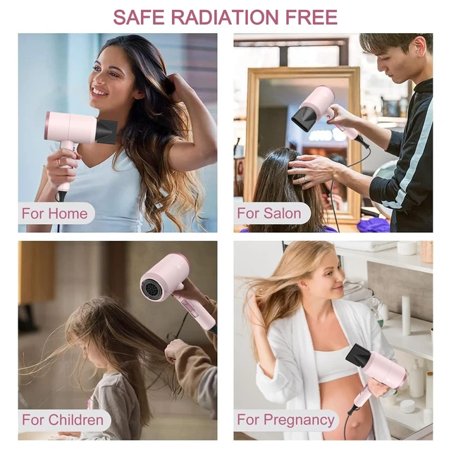 Alt view image 7 of 7 - Professional Ionic Hair Dryer, Powerful 1800W Fast Drying Low Noise Blow Dryer with 2 Concentrator Nozzle 1 Diffuser Attachments for Home Salon Travel (Pottery Pink and Rose Gold)