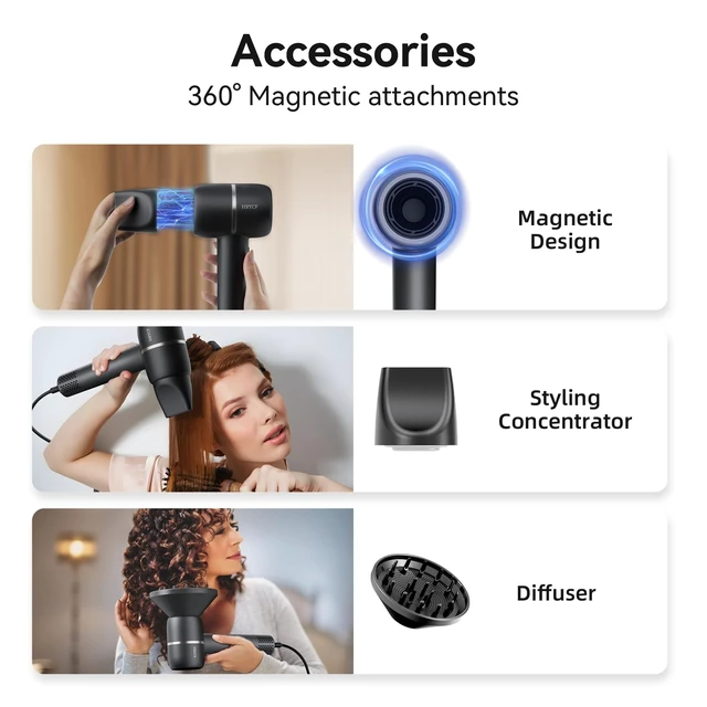 Alt view image 6 of 7 - Negative Ionic Care Hair Dryer,High Speed Blow Dryer | 5X-Fast Drying Than Older Type Hair Dryer,Less Heat Damage Blow Dryer,160000RPM High Speed Motor