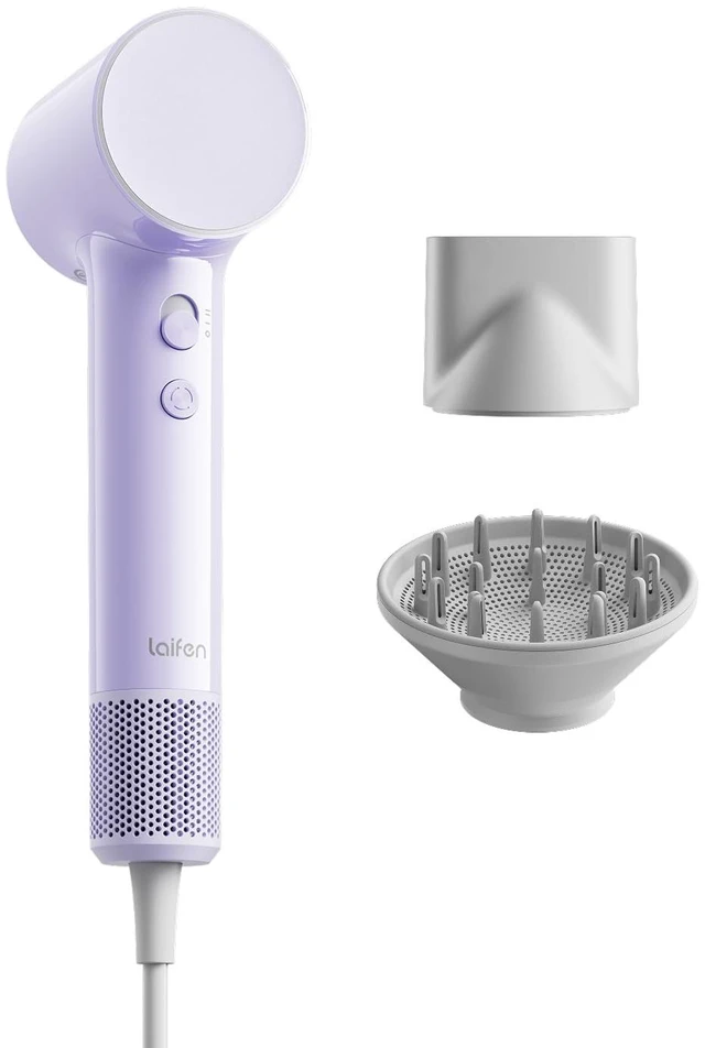 Main image of Air Diffuser Hair Dryer, 15 × High-Speed Ionic Hairdryer, Purple | Perfect for Daily Use & Curly Hair, Palm-Sized, Mini Blow Dryer with Diffuser, Travel Hair Dryers for Women, Hair Accessories