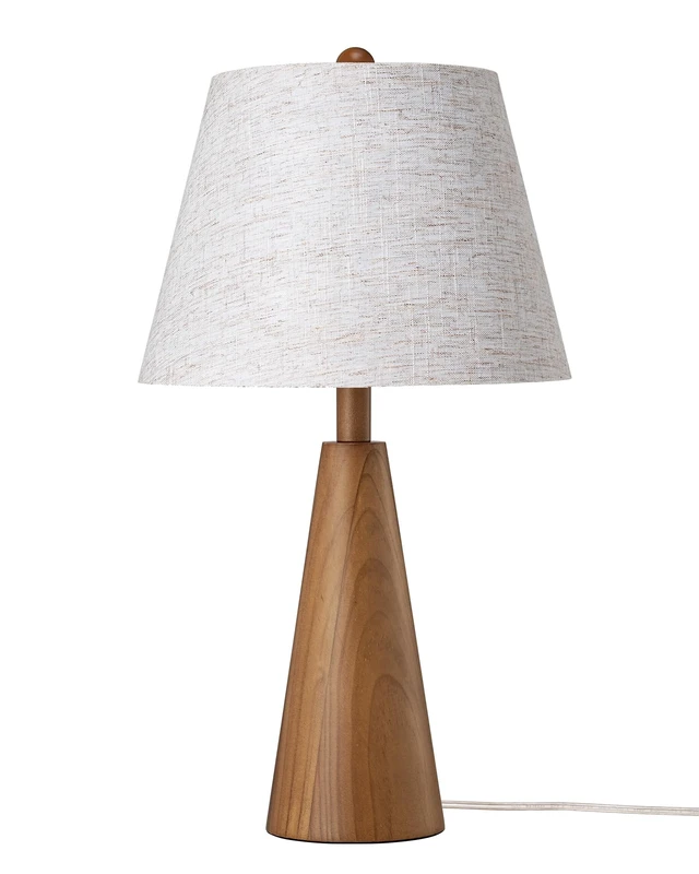 Alt view image 7 of 7 - Mid Century Table Lamp, Tapered Walnut Wood Base, E26 Socket | 22Inch High, Beige Linen Lampshade, ON-OFF Switch, Tall Bedside Lamp for Living Room, Bedroom, Office