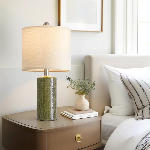 Alt view image 7 of 7 - 20.25" Small Table Lamps Set of 2 Modern Ceramic Lamps for Living Room | Farmhouse Bedside Lamp Boho Lamps for Night Stands Sage Green Bedroom Lamp Side Table Lamps End Table Lamp Mid Century Modern