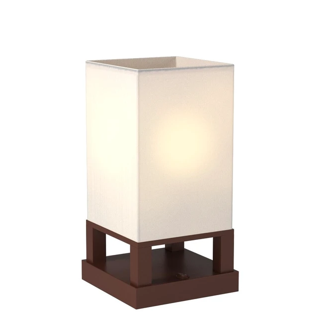 Alt view image 4 of 7 - Maxwell Bedside Lamp with USB Port Compact Table Lamp for Bedroom, Living Room - Modern Asian Nightstand Lamp with Wood Frame - LED Bulb, Soft Light - Havana Brown
