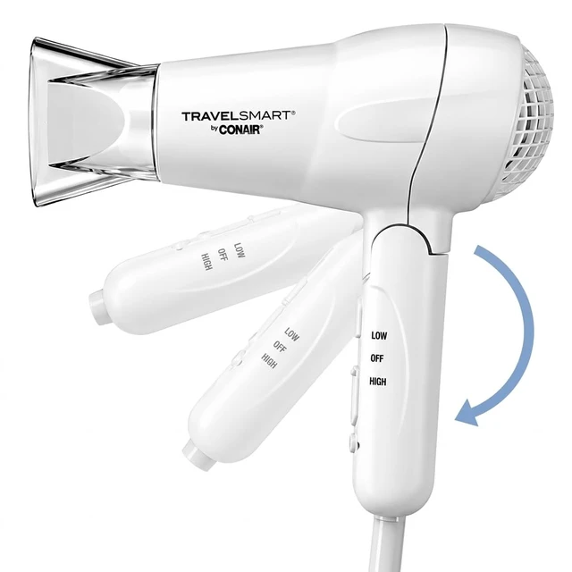Alt view image 3 of 7 - 1200W Tourmaline Ceramic Travel Hair Dryer with Folding Handle, Worldwide Dual Voltage Compact Blow Dryer, Model TS263XRN