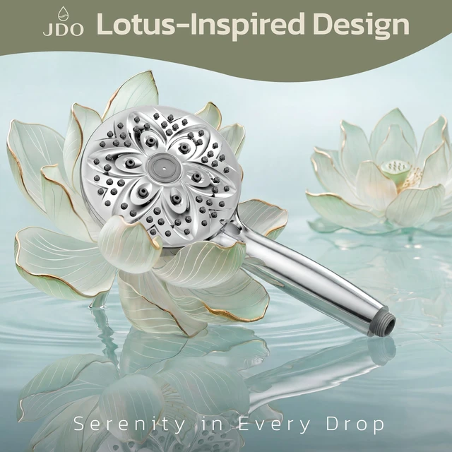 Alt view image 2 of 7 - HighPressure 6Setting Handheld Shower Head, 4.7 Inch Chrome Premium | Detachable Set Includes 59inch stainless steel hose & adjustable showerhead holder for flexible installation