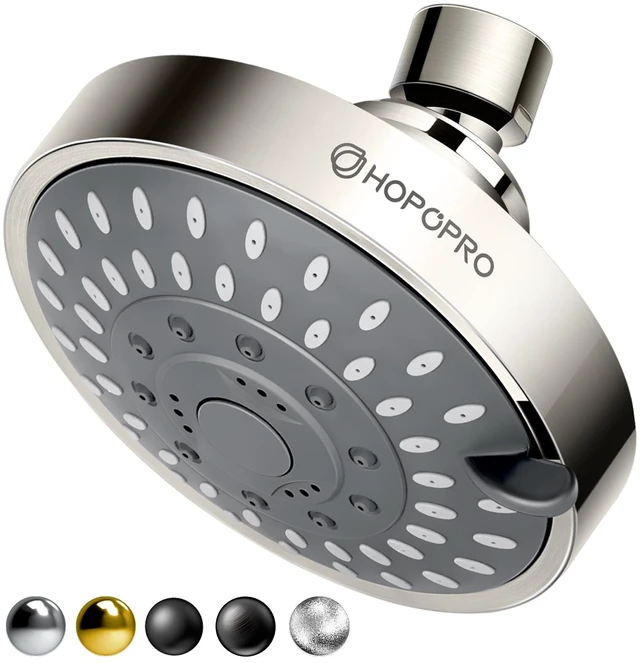 Main image of High Pressure Shower Head, 5-Mode Fixed Showerhead, NBC Recommended | The Washington Post, NBC News, Today Recommended, Consumer Reports Tested High Flow Fixed Shower Head (4 Inch Brushed Nickel)