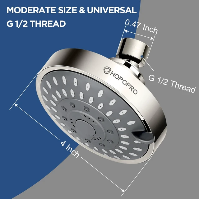 Alt view image 3 of 7 - High Pressure Shower Head, 5-Mode Fixed Showerhead, NBC Recommended | The Washington Post, NBC News, Today Recommended, Consumer Reports Tested High Flow Fixed Shower Head (4 Inch Brushed Nickel)
