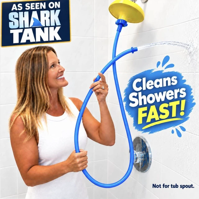 Alt view image 2 of 7 - JUMBO Shower Cleaning Thing Slip-On Handheld Hose Attachment for Fast, Mess-Free Shower Wall Rinsing6 Ft Hose, Fits Up to 7" Shower HeadTemporarily Converts Standard Shower into Handheld