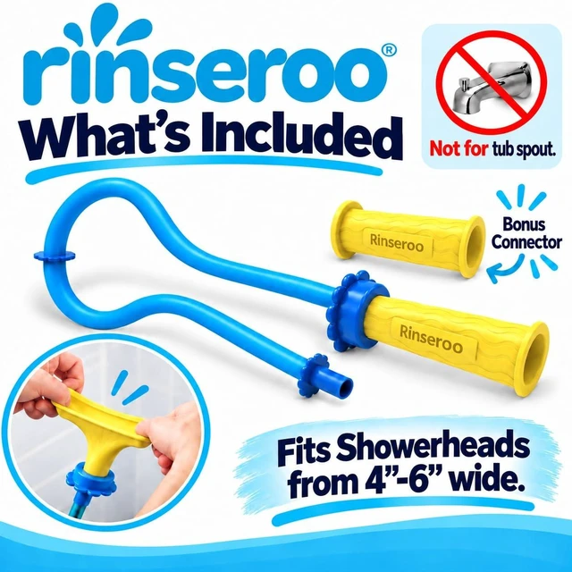Alt view image 3 of 7 - JUMBO Shower Cleaning Thing Slip-On Handheld Hose Attachment for Fast, Mess-Free Shower Wall Rinsing6 Ft Hose, Fits Up to 7" Shower HeadTemporarily Converts Standard Shower into Handheld
