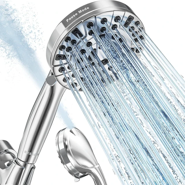 Main image of 9 Functions High Pressure Handheld Shower Head with Power Wash | Pause Mode for Water Saving, Power Wash for Tub&Tile, Easy Clean Nozzles, 6ft Hose,Bracket/ Premium Chrome