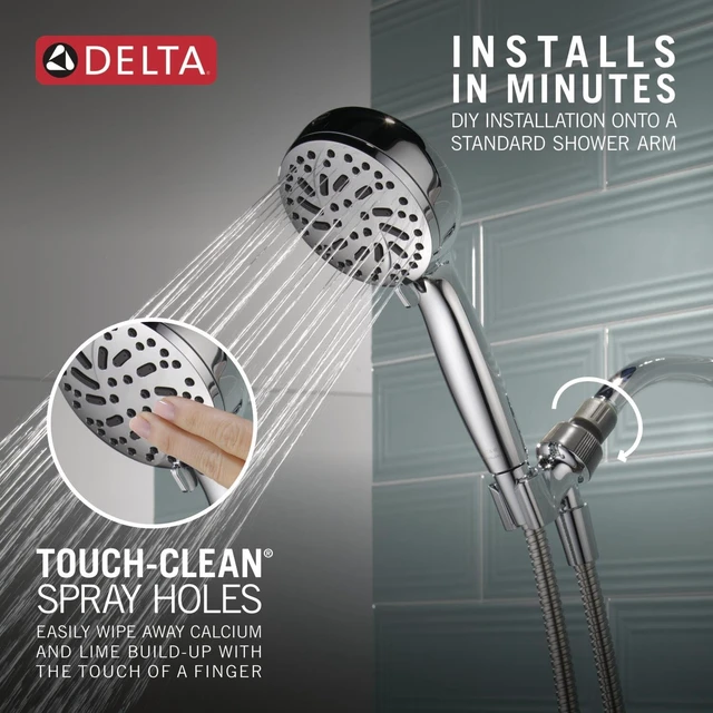 Alt view image 6 of 6 - Faucet ProClean Chrome Shower Head with Handheld, Showerhead with High Pressure Spray, Handheld Shower Head, 6 Spray Settings, Chrome 75740