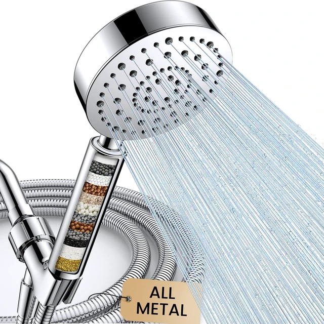 Main image of Filtered Shower Head with Handheld, High Pressure Shower Filter Head | ALL METAL, 6 Spray, Anti-clog Nozzles, Extra-long 72" Hose & Holder, Remove Chlorine for Hard Water, Reduce Dry Itchy Skin