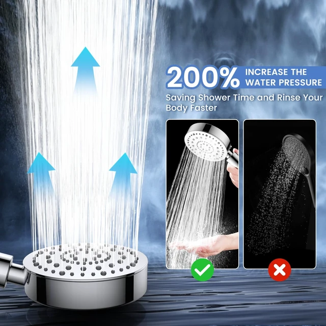 Alt view image 5 of 7 - Filtered Shower Head with Handheld, High Pressure Shower Filter Head | ALL METAL, 6 Spray, Anti-clog Nozzles, Extra-long 72" Hose & Holder, Remove Chlorine for Hard Water, Reduce Dry Itchy Skin