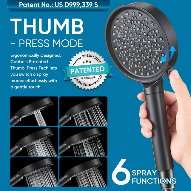 Alt view image 5 of 7 - Filtered Shower Head with Handheld, Water Softener for Hard Water | High Pressure 6 Spray Mode Showerhead with Filters - Remove Chlorine&Harmful Substances - Reduces Dry Itchy Skin, Matte Black