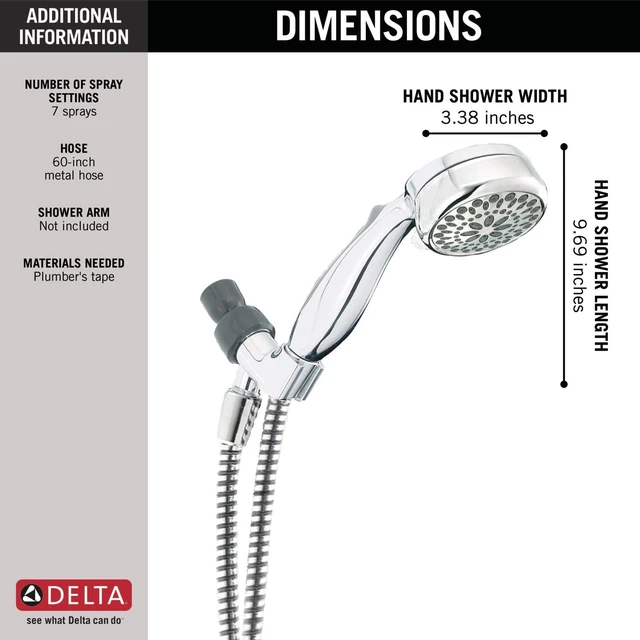 Alt view image 3 of 6 - Faucet 7-Spray Touch-Clean Hand Held Shower Head with Hose, Chrome 75700