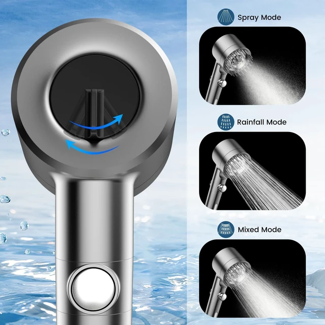 Alt view image 4 of 6 - Filtered Shower Head with Handheld,High Pressure Shower Heads Filter | ON/OFF Switch,4 Spray,Built-in Power Wash,Detachable Showerhead,Silicone Massage Brush,Remove Chlorine,Reduces Dry Itchy Skin