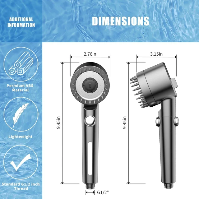 Alt view image 6 of 6 - Filtered Shower Head with Handheld,High Pressure Shower Heads Filter | ON/OFF Switch,4 Spray,Built-in Power Wash,Detachable Showerhead,Silicone Massage Brush,Remove Chlorine,Reduces Dry Itchy Skin