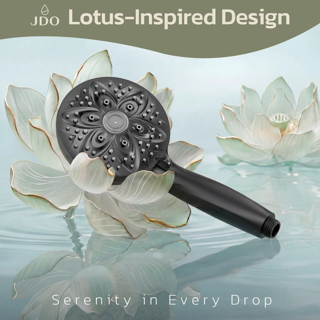 Alt view image 2 of 7 - Shower Head with Handheld, High Pressure Handheld 6 Settings, Detachable Shower Head Set with Stainless Steel Hose and Shower Bracket (Matte Black)