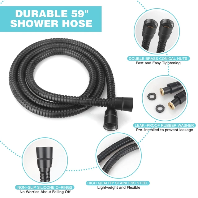 Alt view image 7 of 7 - Shower Head with Handheld, High Pressure Handheld 6 Settings, Detachable Shower Head Set with Stainless Steel Hose and Shower Bracket (Matte Black)