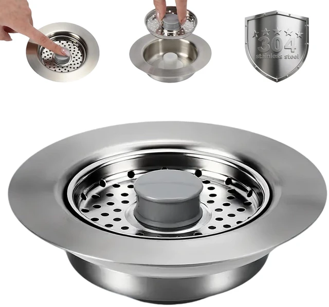 Main image of Sink Drain Strainer - Kitchen Sink Stopper, 3 In 1 Kitchen Sink Drain Strainer with Anti-Clogging Basket, Fit US Standard 3-1/2'' Sink Hole
