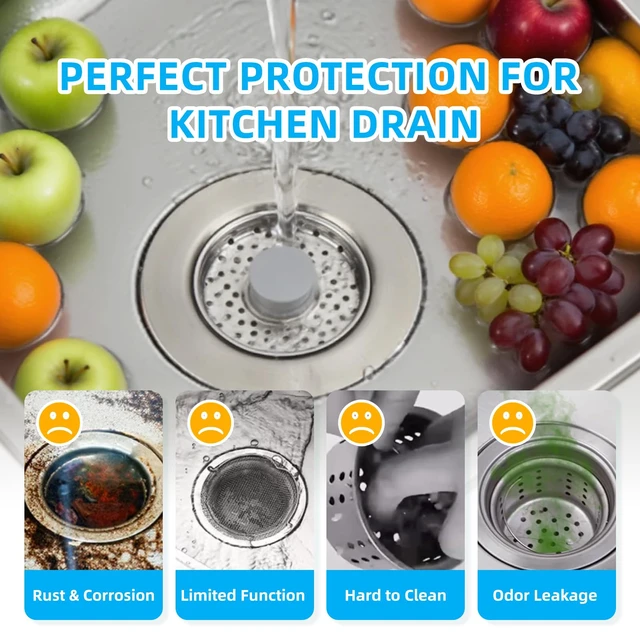 Alt view image 5 of 7 - Sink Drain Strainer - Kitchen Sink Stopper, 3 In 1 Kitchen Sink Drain Strainer with Anti-Clogging Basket, Fit US Standard 3-1/2'' Sink Hole
