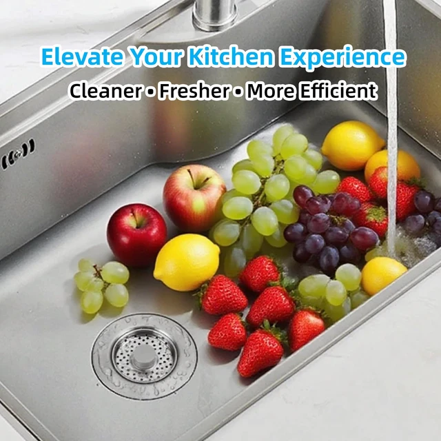 Alt view image 6 of 7 - Sink Drain Strainer - Kitchen Sink Stopper, 3 In 1 Kitchen Sink Drain Strainer with Anti-Clogging Basket, Fit US Standard 3-1/2'' Sink Hole