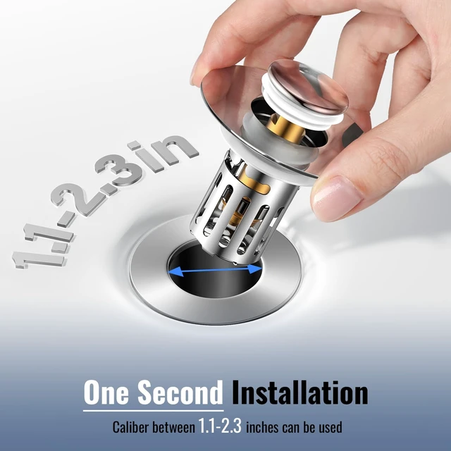 Alt view image 4 of 7 - Heavy-Duty All-Metal Sink Stopper & Drain Strainer for Bathroom, Anti-Clog Anti Drain Flies/Smell Blocking/Easy Cleaning/2-Pack/Dual Drainage Modes/Pop-Up Design/Fits 1.1"2.36" Drain