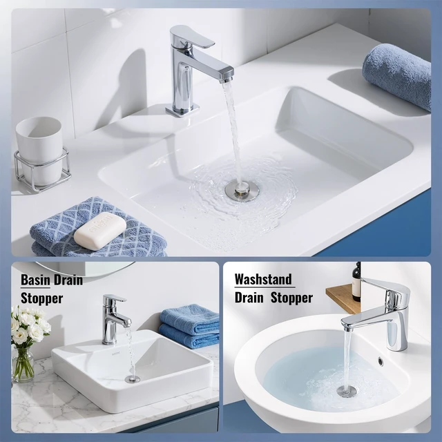 Alt view image 5 of 7 - Heavy-Duty All-Metal Sink Stopper & Drain Strainer for Bathroom, Anti-Clog Anti Drain Flies/Smell Blocking/Easy Cleaning/2-Pack/Dual Drainage Modes/Pop-Up Design/Fits 1.1"2.36" Drain