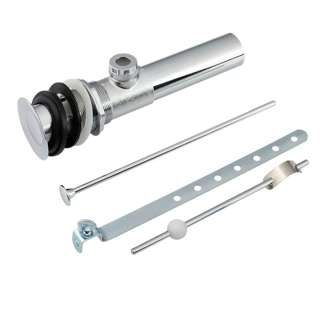 Alt view image 5 of 7 - Sink Pop-Up Drain Stopper Assembly with Lift Rod and Overflow, Solid Brass Lavatory Pop Up Drain Assembly for Bathroom Vanity Sink, All Brass Construction (Chrome Plated)