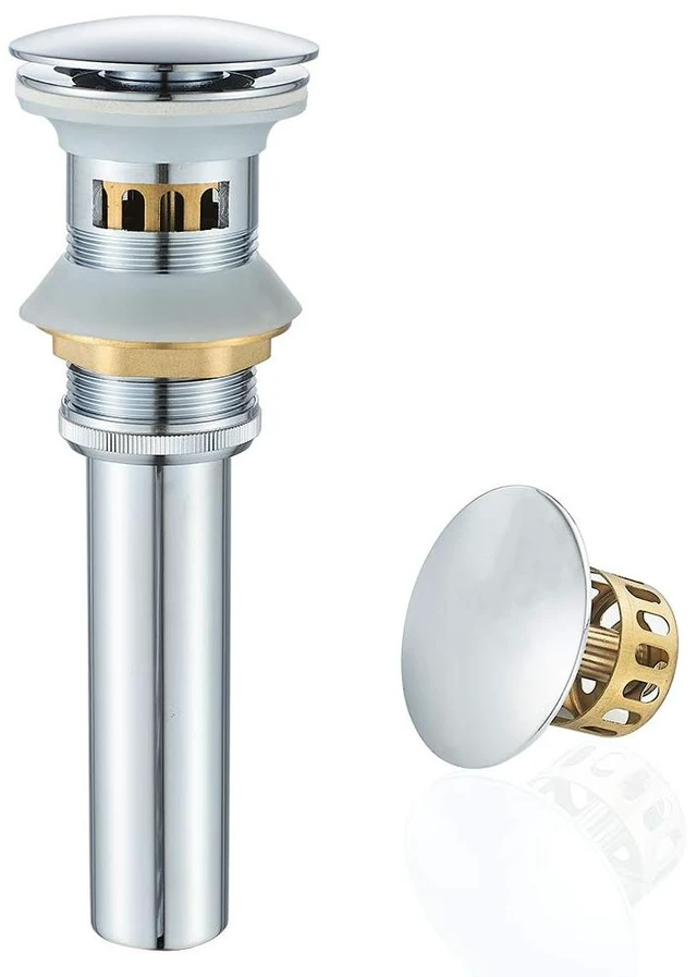 Main image of Bathroom Sink Drain Chrome Lavatory Pop-up Drain with Detachable Basket Stopper, Anti-Explosion and Anti-Clogging Drain Strainerwith Overflow Hole