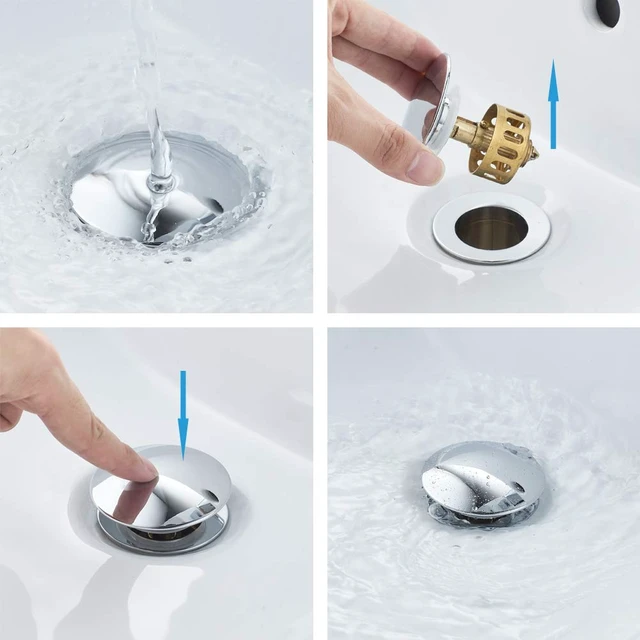 Alt view image 3 of 7 - Bathroom Sink Drain Chrome Lavatory Pop-up Drain with Detachable Basket Stopper, Anti-Explosion and Anti-Clogging Drain Strainerwith Overflow Hole