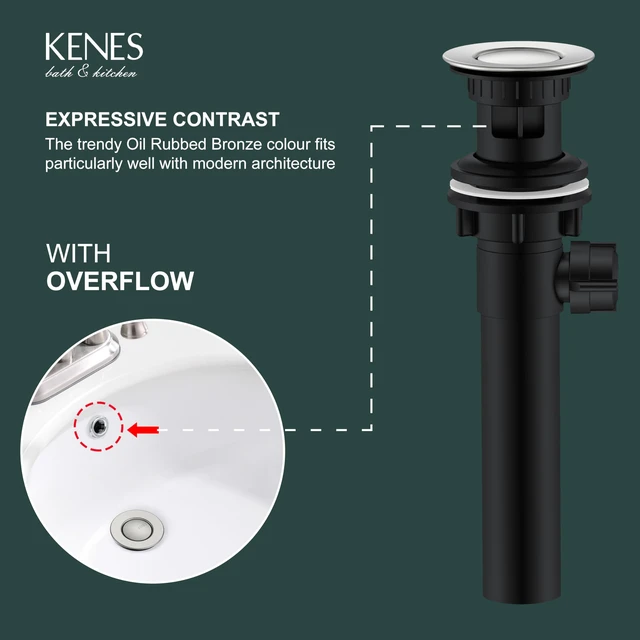 Alt view image 3 of 7 - Brushed Nickel Bathroom Sink Drain Stopper Assembly with Lift Rod | Bathroom Vanity Sink Drain Assembly, Built-in Anti-Clogging Strainer, Plastic Pop Up Drain for Bathroom Vanity Lavatory Sink