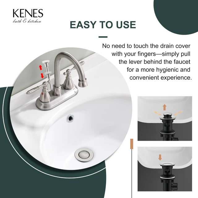 Alt view image 4 of 7 - Brushed Nickel Bathroom Sink Drain Stopper Assembly with Lift Rod | Bathroom Vanity Sink Drain Assembly, Built-in Anti-Clogging Strainer, Plastic Pop Up Drain for Bathroom Vanity Lavatory Sink