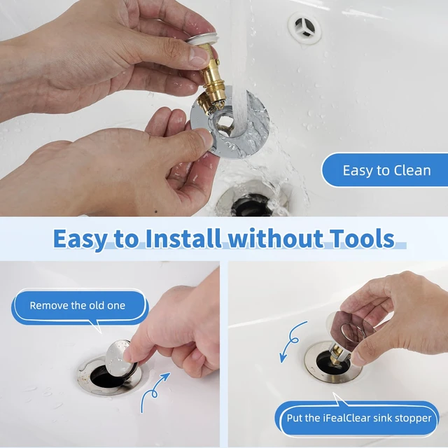 Alt view image 6 of 7 - Universal Metal Bathroom Sink Stopper, Drain Strainer Hair Catcher, Chrome Stainless Steel Sink Drain Stopper for 1.1''~2.36" US Basin, Pop-Up Drain Plug/Anti-Clogging Filter Basket/Brass Bounce Core