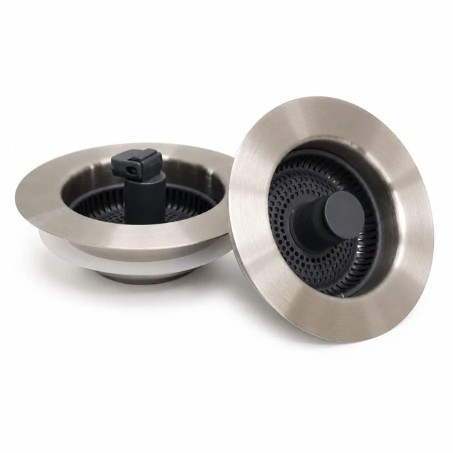 Alt view image 7 of 7 - 2 Pack, 3 in 1 Kitchen Sink Drain Strainer Stainless Steel Pop Up Sink Stopper, Plastic Anti-Clogging Basket Strainer with Handle for Standard 3-1/2" Drain