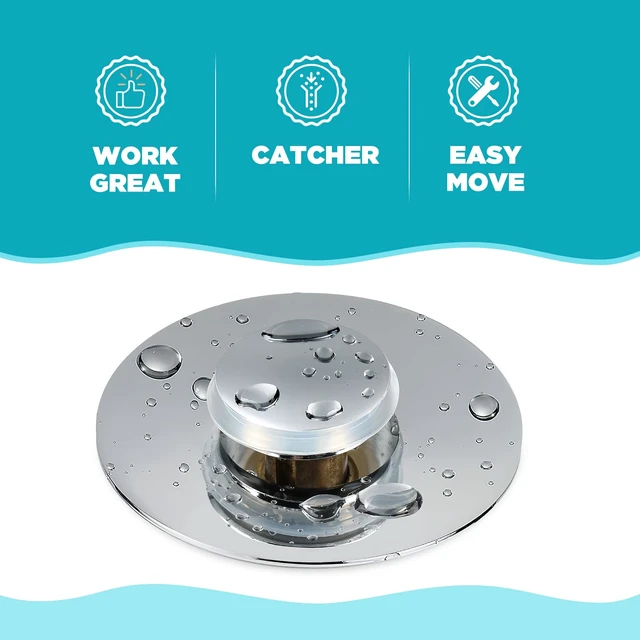 Alt view image 4 of 6 - Universal Bathroom Sink Stopper, for 1.1-1.5 Inch Bullet Core Push Type Basin Pop Up Drain Filter, Sink Drain Strainer Plug No Overflow with Basket Hair Catcher
