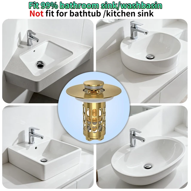 Alt view image 5 of 7 - 3 in 1 Bathroom Sink Drain Strainer,Universal Bathroom Sink Stopper Hair Catcher,with Filter Basket to Anti-Clogging Easy Install Sink Plug Drain Catcher for 1.05~1.65 Drain Hole