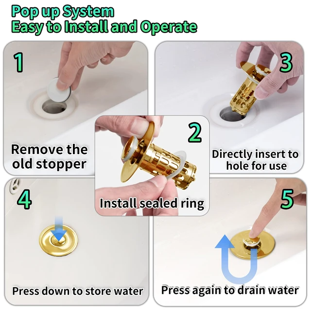 Alt view image 7 of 7 - 3 in 1 Bathroom Sink Drain Strainer,Universal Bathroom Sink Stopper Hair Catcher,with Filter Basket to Anti-Clogging Easy Install Sink Plug Drain Catcher for 1.05~1.65 Drain Hole