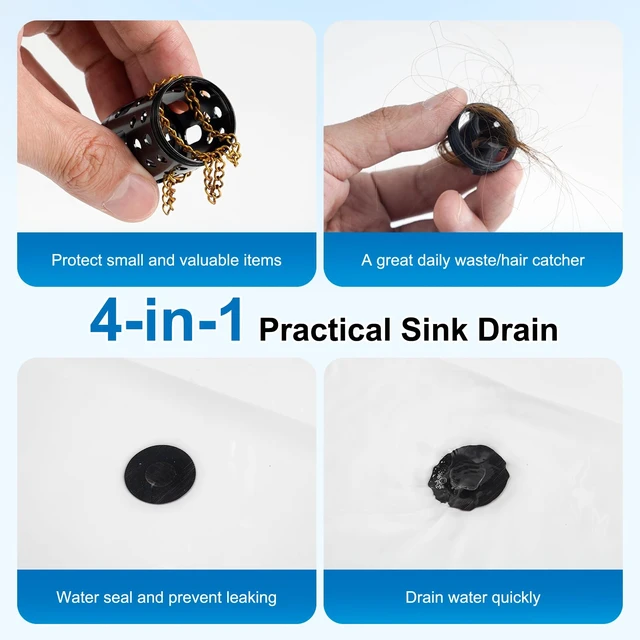 Alt view image 4 of 7 - Universal 4 in 1 Bathroom Drain Stopper Pop Up Hair Catcher, Oil Rubbed | Upgraded Limit Switch Design Drain Plug for 1.1"-2.36" Hole, Removable Stainless Steel Filter Basket, Brass Bullet Core