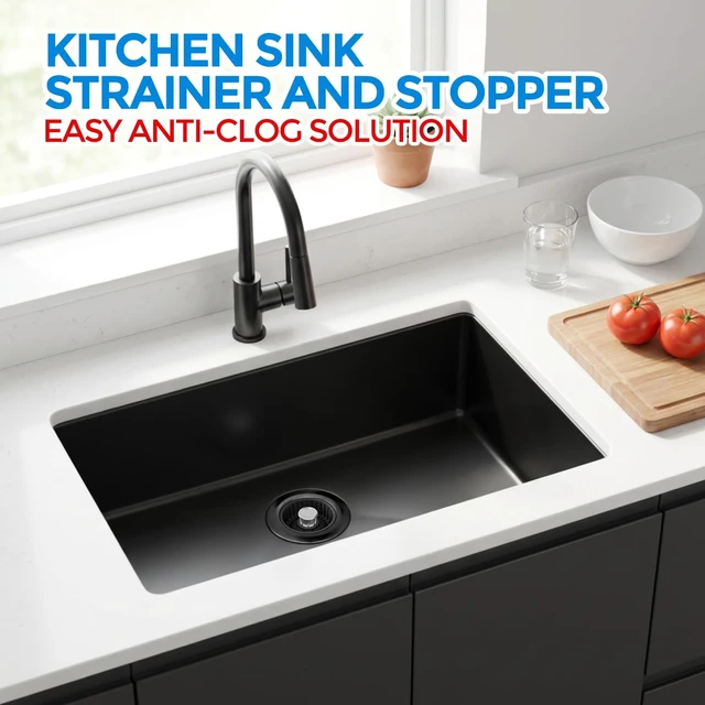 Alt view image 2 of 7 - 3 in 1 Kitchen Sink Drain Strainer Stopper Removable Basket Pop-Up | Kitchen Sink Accessories 1 Pack All Black Stainless - Food Catcher, Odor-Blocking Seal, Fits 3.5" Drain
