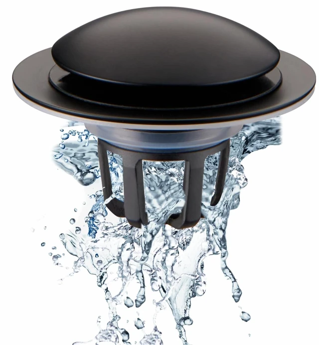 Main image of Matte Black Pop Up Sink Stoppers for Bathroom Sink 1 1/8"-1 1/2" | Bathroom Sink Stopper Replacement, Universal Pop-Up Drain Stopper Plug Strainer with Hair Catcher, Anti-Clogging Design
