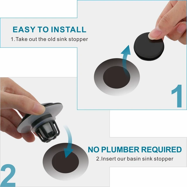 Alt view image 3 of 7 - Matte Black Pop Up Sink Stoppers for Bathroom Sink 1 1/8"-1 1/2" | Bathroom Sink Stopper Replacement, Universal Pop-Up Drain Stopper Plug Strainer with Hair Catcher, Anti-Clogging Design