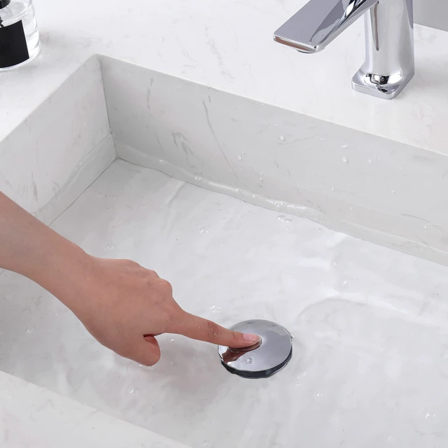 Alt view image 4 of 7 - Universal Pop-Up Bathroom Sink Stopper - for 1.1~1.5 Inch Wash Basin Drain Strainer, Bounce Sink Drain Filter with Hair Catcher, Anti Clogging Stainless Steel Sink Plug, Chrome