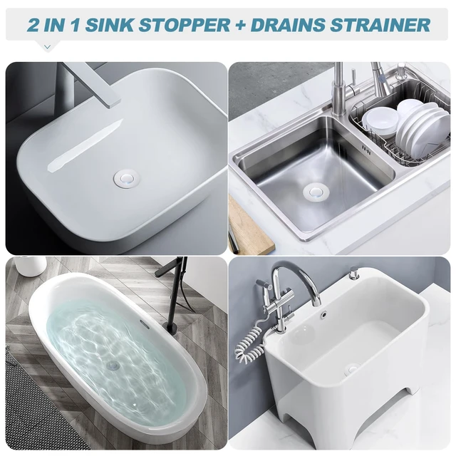 Alt view image 4 of 7 - Universal Bathroom Sink Stopper, Fits 1.06-1.5 Inch, Premium Basin Pop Up Sink Drain Strainer, Anti-Leakage and Clogging, with Hair Catcher, Made Brass, Chrome Plated