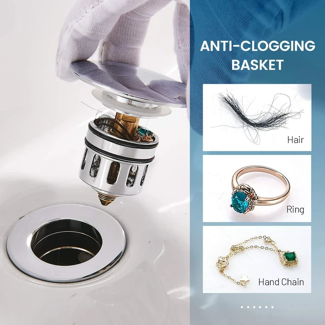 Alt view image 4 of 7 - Vessel Sink Drain,Bathroom Pop-up Drain with Detachable Basket Stopper, Anti-Explosion and Anti-Clogging Drain Strainer, Sink Drain Assembly with Overflow Polished Chrome
