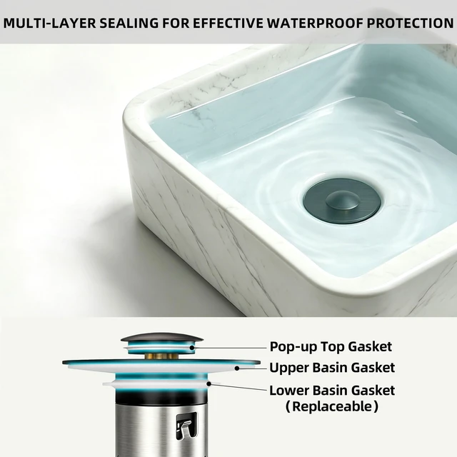 Alt view image 3 of 7 - Bathroom Sink Stopper, 3 in 1 Bathroom Sink Drain Strainer Universal Pop Up Sink Stopper with Removable Hair Catcher Anti-Clog Filter Basket Brass & Stainless Steel Oil Rubbed Bronze 1 PC