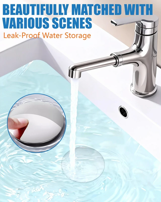 Alt view image 7 of 7 - 3 in 1 Bathroom Sink Drain Strainer, Pop Up Sink Stopper with Removable Stainless Steel Hair Catcher Filter Basket, Universal Brass Core Sink Plug for 1.3"~1.57" Basin Tub Drain