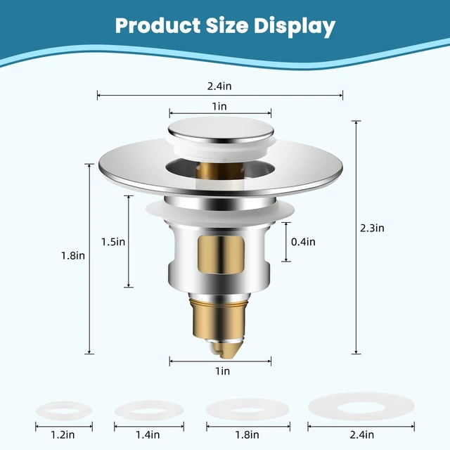 Alt view image 3 of 6 - Universal Metal Bathroom Sink Drain Stopper, 2-in-1 Pop Up, Chrome | Sink Strainer with Anti-Clogging Filter Basket Fit for Standard 1"-2.3" Basin Drain Holes, Anti-Clog