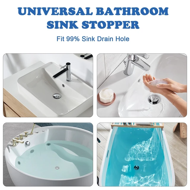 Alt view image 6 of 6 - Bathroom Sink Drain Strainer, 3 in 1 Pop Up Bathroom Sink Stopper | Removable Brass Basket Hair Catcher, Universal Sink Plug for 1.06'' to 1.5'' Drain Hole, Stainless Steel Floor Drain Filter